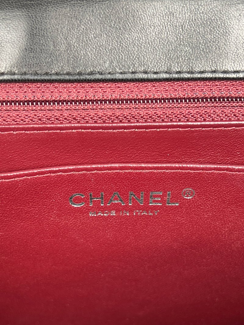 Chanel jumbo flap bag black lambskin, silver hardware