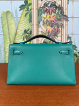 Hermés Kelly pochette vert verone swift gold plated