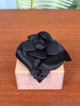 Chanel brooch black camellia flower