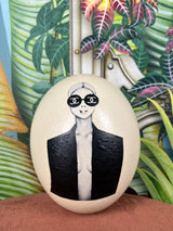 Hand painted ostrich egg Coco Black