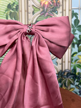 Repurposed hair clip bow silk pink