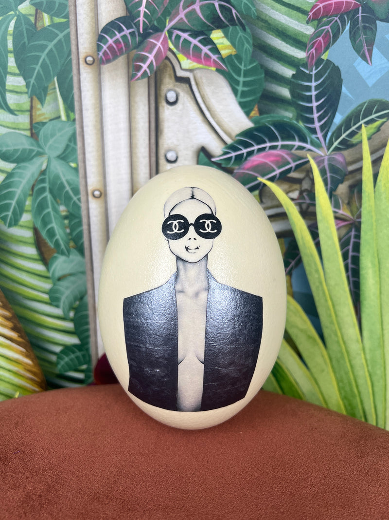 Hand painted ostrich egg XS Coco grey