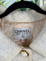Chanel tweed beige set flowers