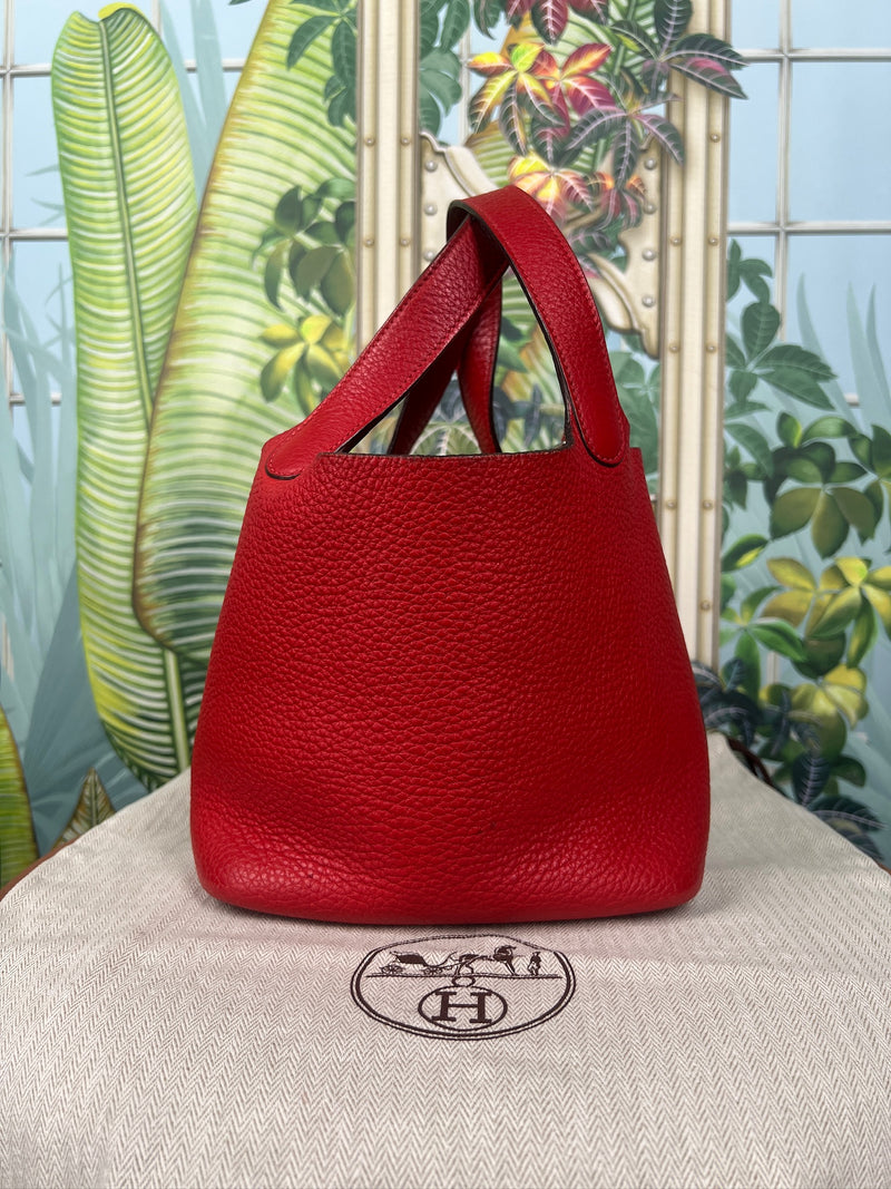 Hermés picotin leather bag red pm