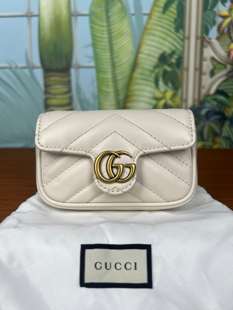 Gucci marmont cardholder/lipstick bag off white