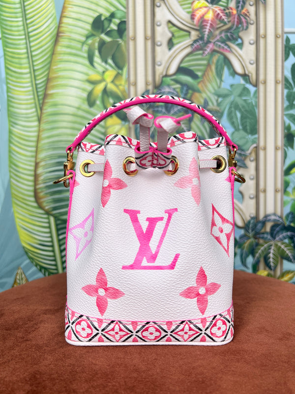 Louis Vuitton monogram watercolor Giant by the pool nano noe bucket bag