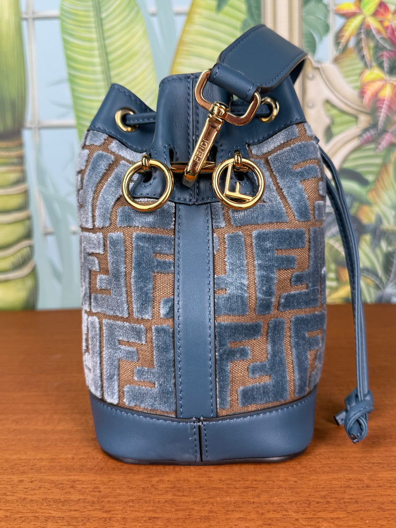 Fendi mon tresor mini bucket bag blue