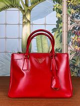 Prada Galleria bag red patent leather small