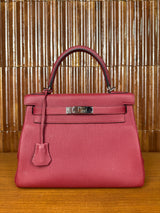 Hermès Kelly 28 Retourne Rouge Grenat Togo Palladium