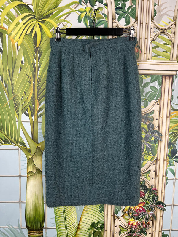 Chanel tweed skirt green/blue