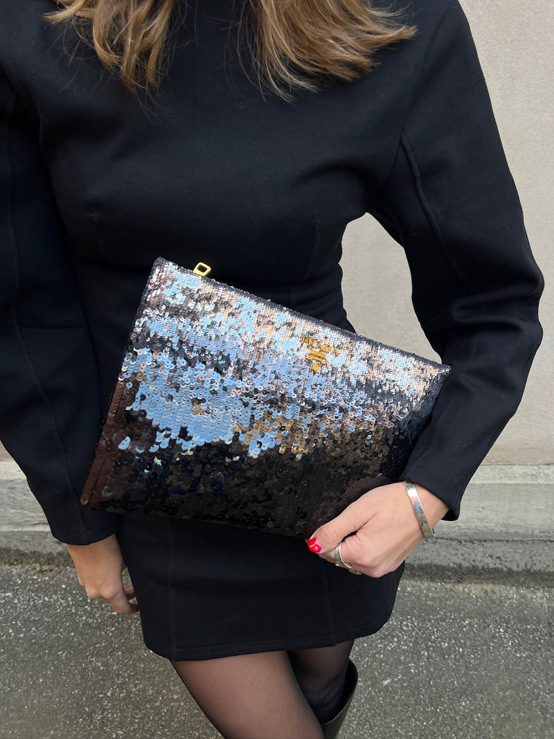 Prada glitter Pailette clutch