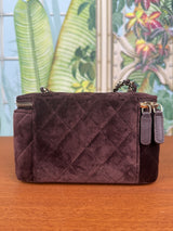 Chanel Vanity case limited edition bag pearl crush brown velvet