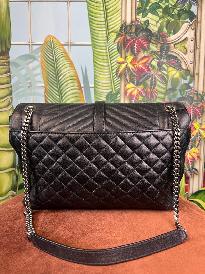 Saint Laurent envelope large satchel bag black – A Piece Lux