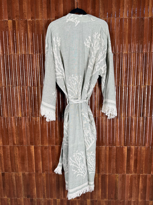 Amca cotton kaftan corallium green