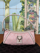 Gucci pink GG canvas Abby D ring baguette bag