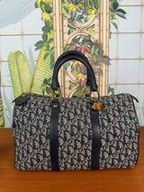 Christian Dior Navy Trotter Boston bowling bag