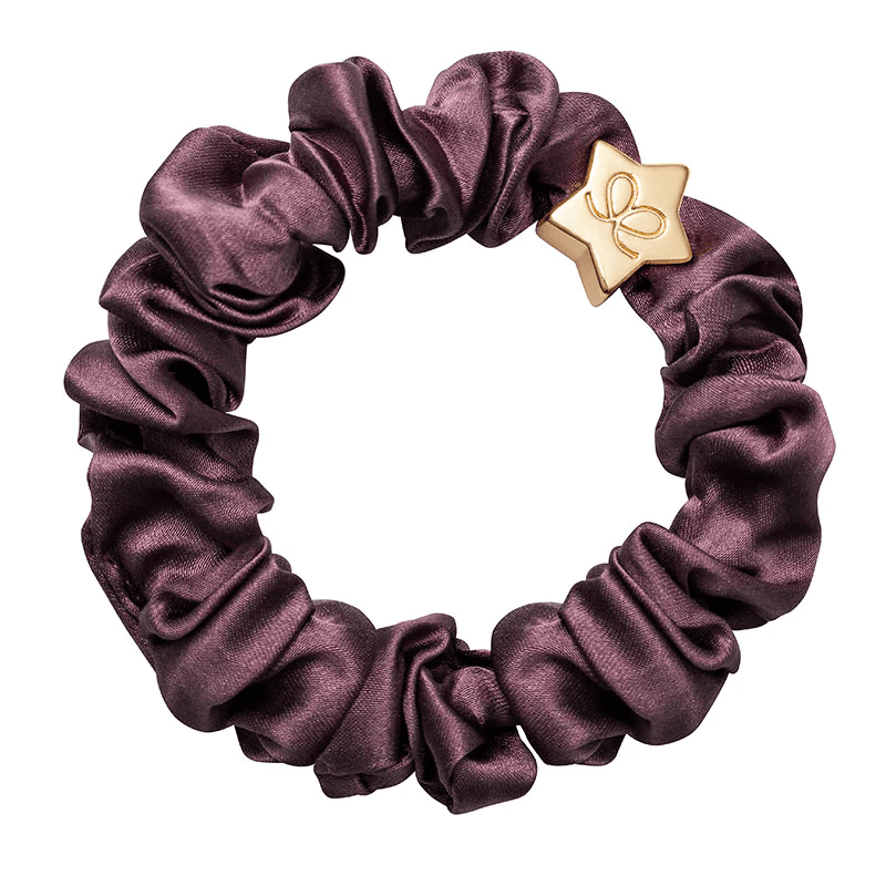 By Eloise Gold Heart Silk Scrunchie mulberry