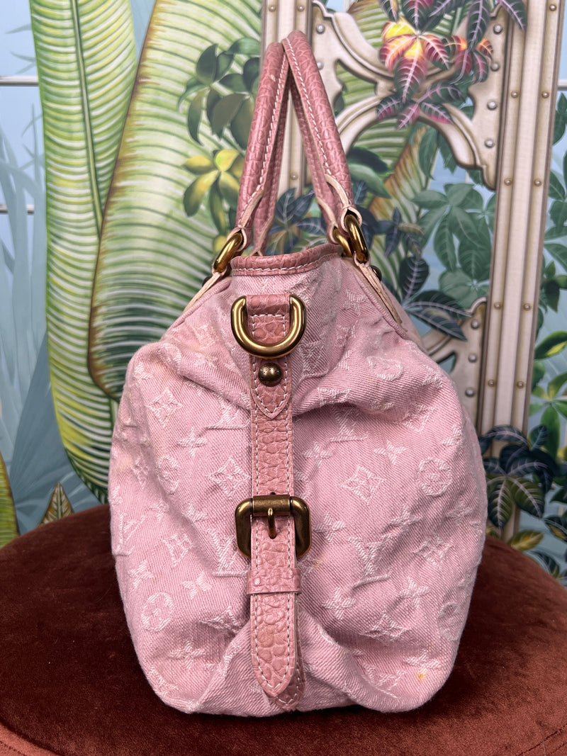 Louis Vuitton pink monogram denim neo cabby MM bag