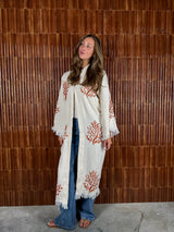 Amca cotton kaftan corallium red