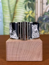Hermés Limited Edition Hermes Extra Wide Printed Enamel Bracelets, Wild Cats