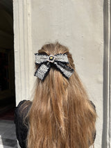 Repurposed hair clip bow CC tweed