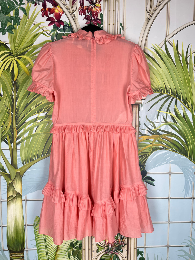 Gucci cotton muslin short sleeve dress with ruffles