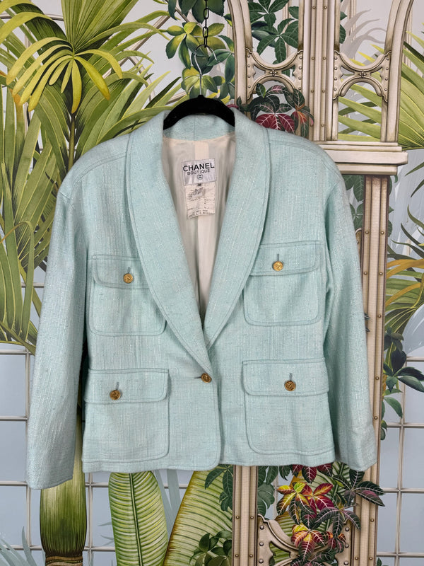 Chanel Vintage Tweed Set Light Blue