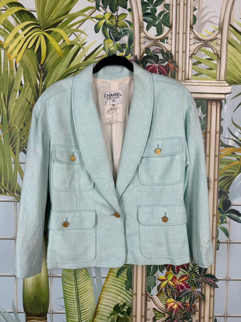 Chanel Vintage Tweed Set Light Blue