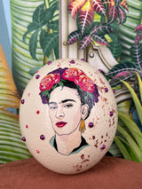 Hand painted ostrich egg Frida Kahlo