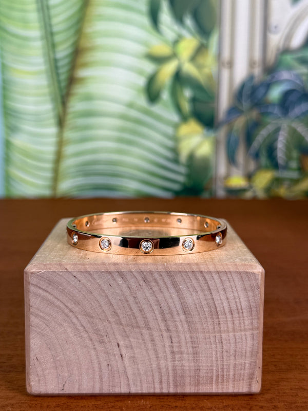 Cartier love bracelet pink gold classic model, 10 diamonds