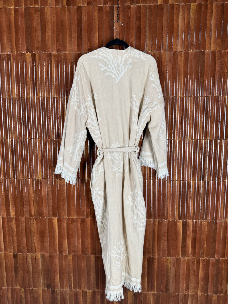 Amca cotton kaftan corallium beige