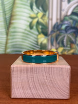 Hermès Clic H Bracelet emerald green /gold