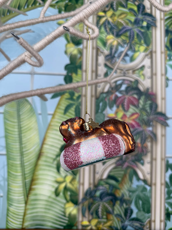 Vondels glass multicolor dog on pool float