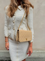 Chanel single vintage flap bag beige