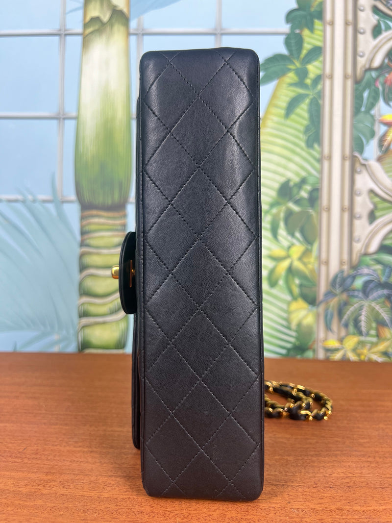 Chanel double flap bag medium black