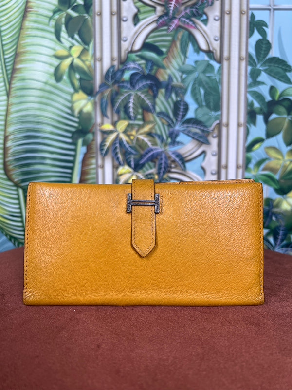 Hermés béarn wallet yellow