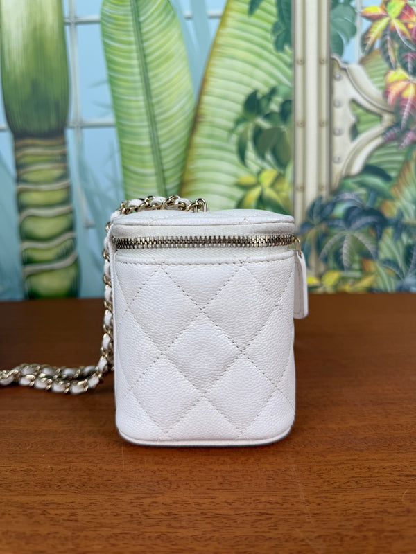 Chanel Vanity bag white caviar leather