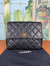 Chanel classic black square flap bag quilted caviar
