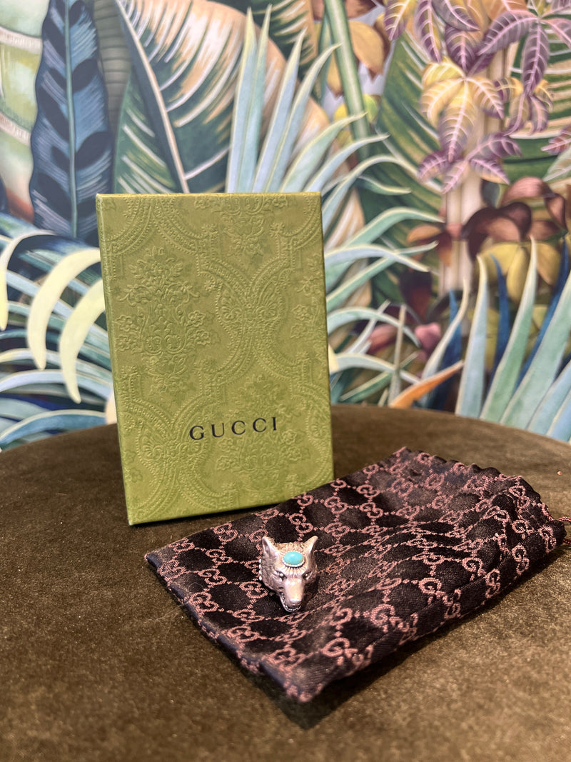 Gucci silver wolf ring