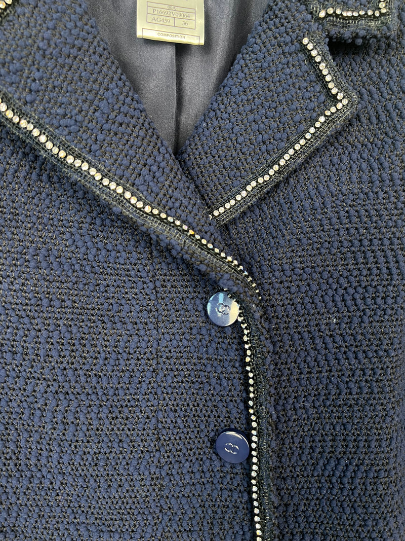 Chanel navy tweed set 2000s