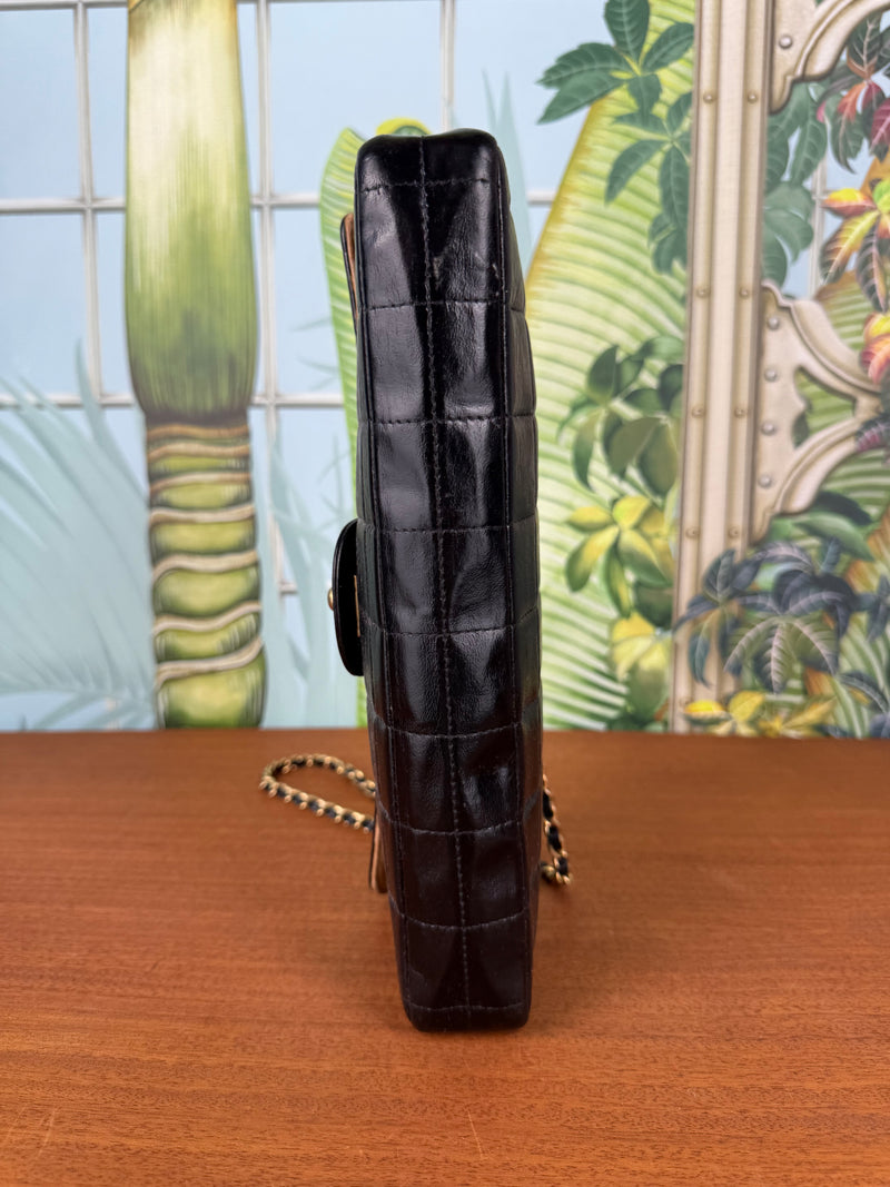 Chanel East West Chocolate bar flap bag black