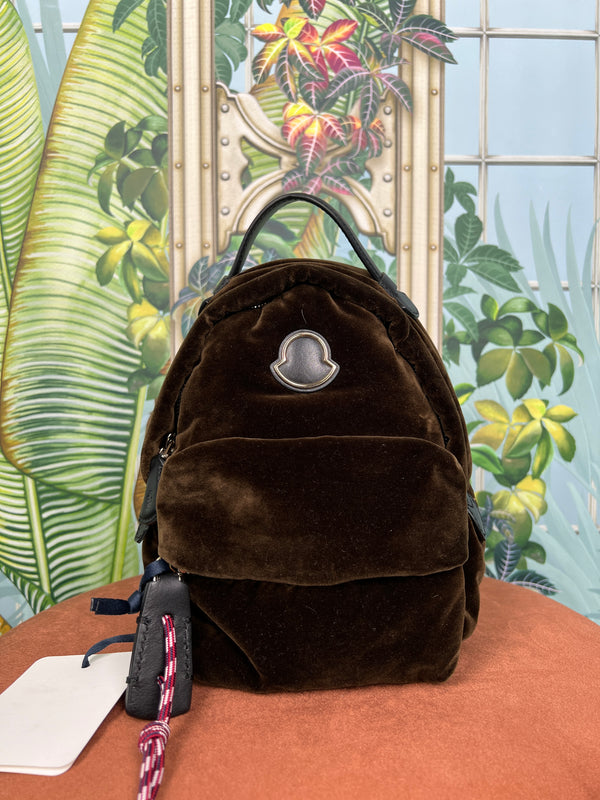 Moncler velvet backpack brown