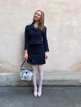 Chanel navy tweed set 2000s