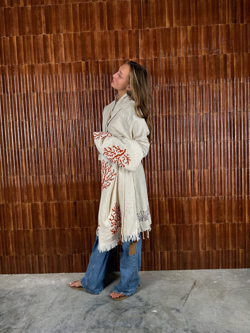 Amca linen mix kaftan Hestia brown