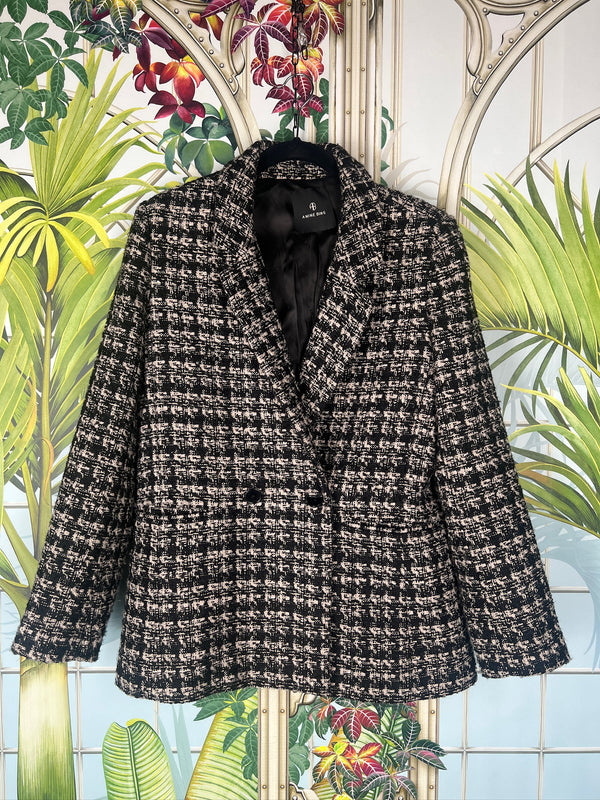 Annie Bing tweed blazer in black and white