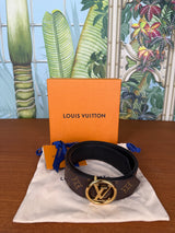 Louis Vuitton Leather LV Circle Reversible Belt Brown / Black