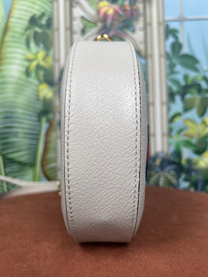 Gucci ophida round crossbody bag white