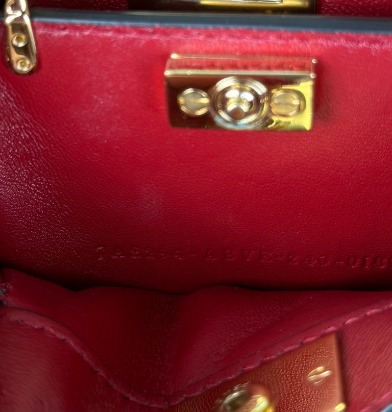 Fendi scarlet sage red mini peekaboo top handle bag