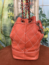 Chanel bucket bag wild stitch coral bag