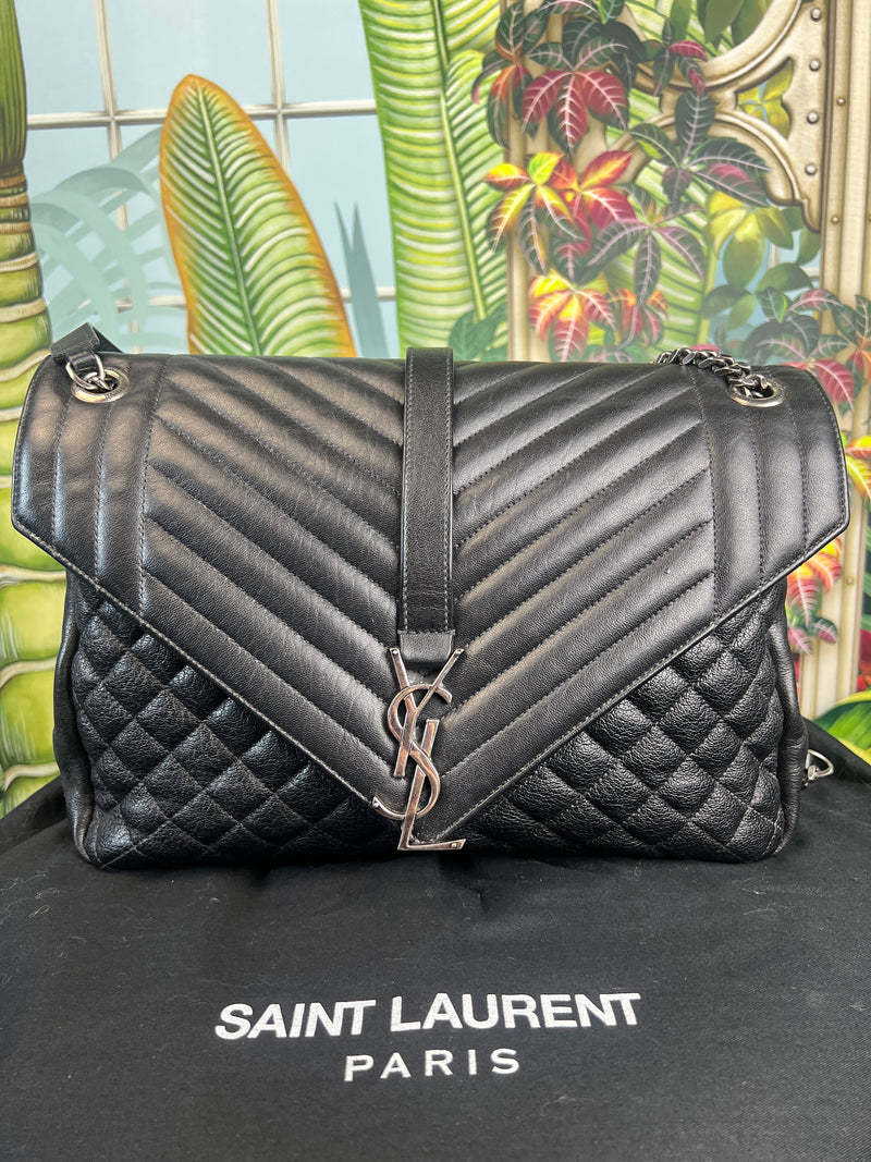 Saint Laurent envelope large satchel bag black